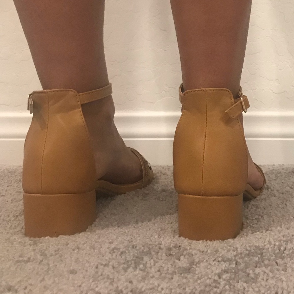 Sparkle Darling Tan Block Kitten Heel Sandal - Picture 6 of 7